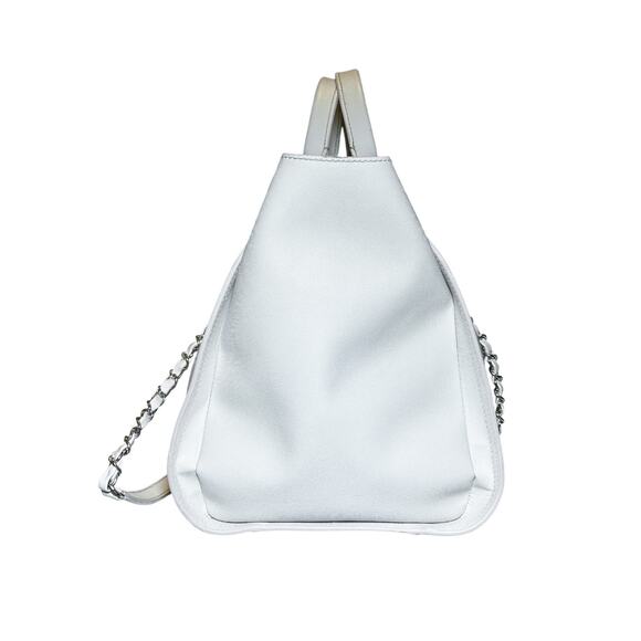 CHANEL Deauville Ivory Caviar Leather Studded GM Large Chain Shopping Tote SHW - Picture 4 of 11